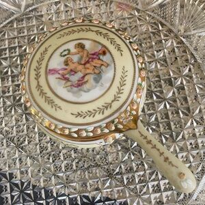 Antique Victorian Porcelain Mirror Trinket Box. RARE HTF